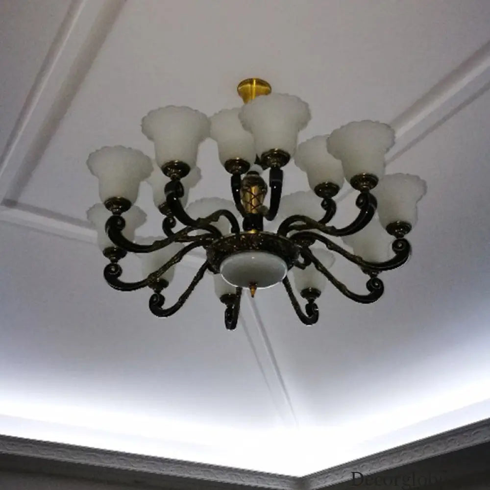 Simplicity Frosted Ribbed Glass Bell Chandelier Pendant Light