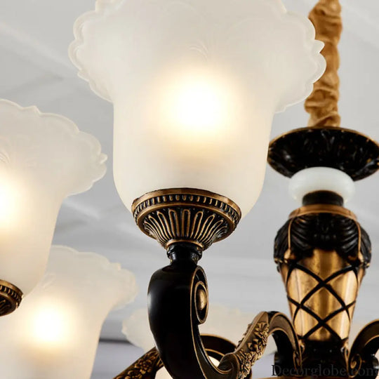 Simplicity Frosted Ribbed Glass Bell Chandelier Pendant Light