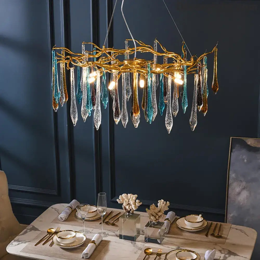 Multi-color Glass Drop Ceiling Chandeliers - Luxury LED Pendant Lights for Post-Modern Home Decor in Bedrooms - DecorGlobe