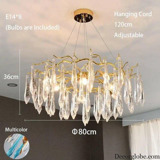Multi-color Glass Drop Ceiling Chandeliers - Luxury LED Pendant Lights for Post-Modern Home Decor in Bedrooms - DecorGlobe