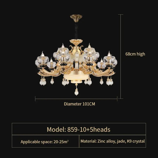 Natural Crystal Copper Pendant Chandelier for Duplex Villa Interiors 15 Heads D101CM chandelier