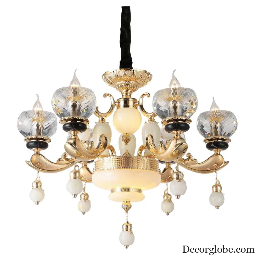 Natural Crystal Copper Pendant Chandelier for Duplex Villa Interiors chandelier
