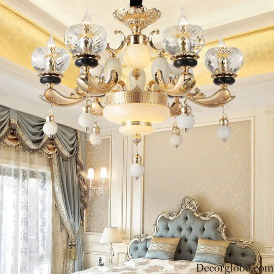 Natural Crystal Copper Pendant Chandelier for Duplex Villa Interiors chandelier