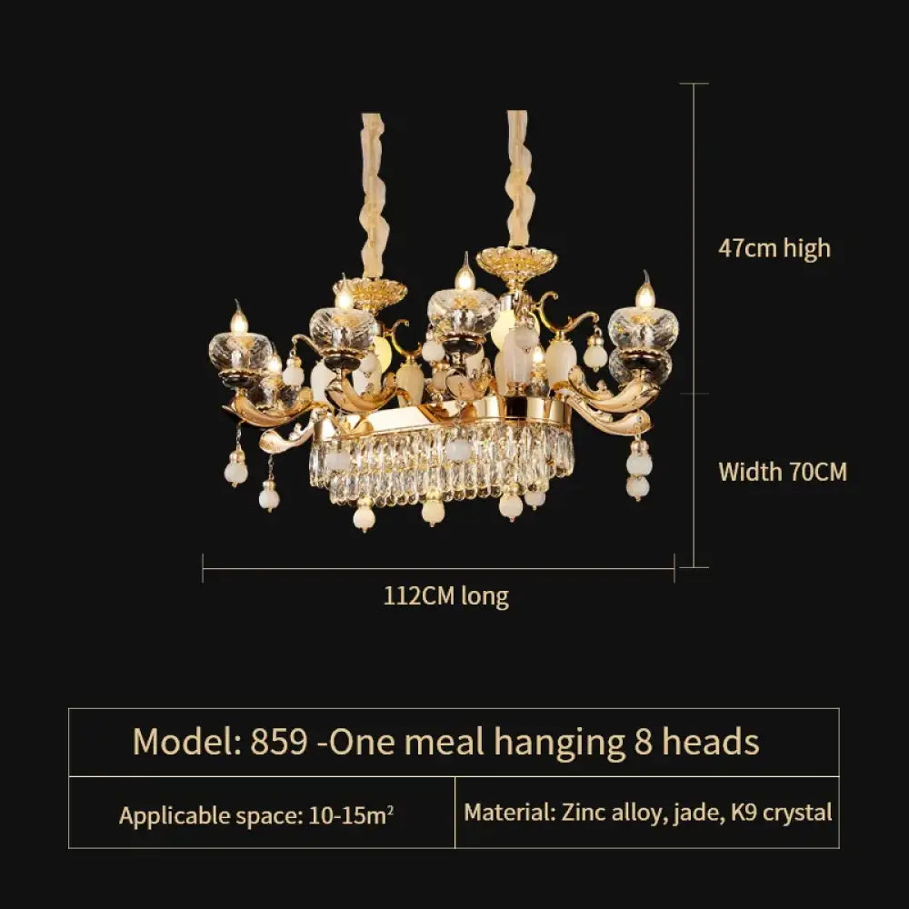Natural Crystal Copper Pendant Chandelier for Duplex Villa Interiors 8 Heads L112CM chandelier