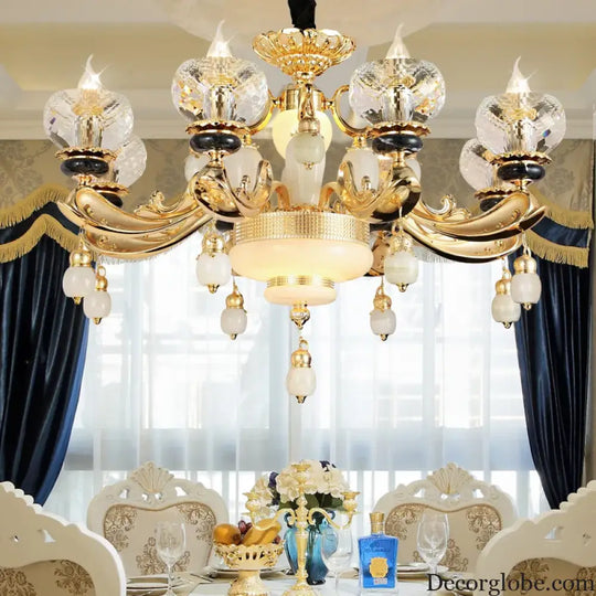 Natural Crystal Copper Pendant Chandelier for Duplex Villa Interiors chandelier