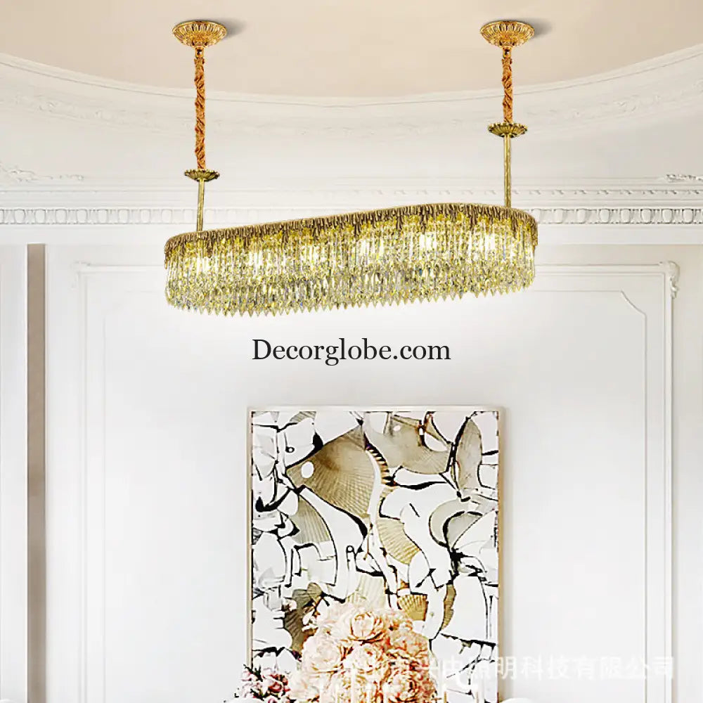 Nevaeh French All-Copper Light Luxury Crystal Linear Chandelier Chandelier