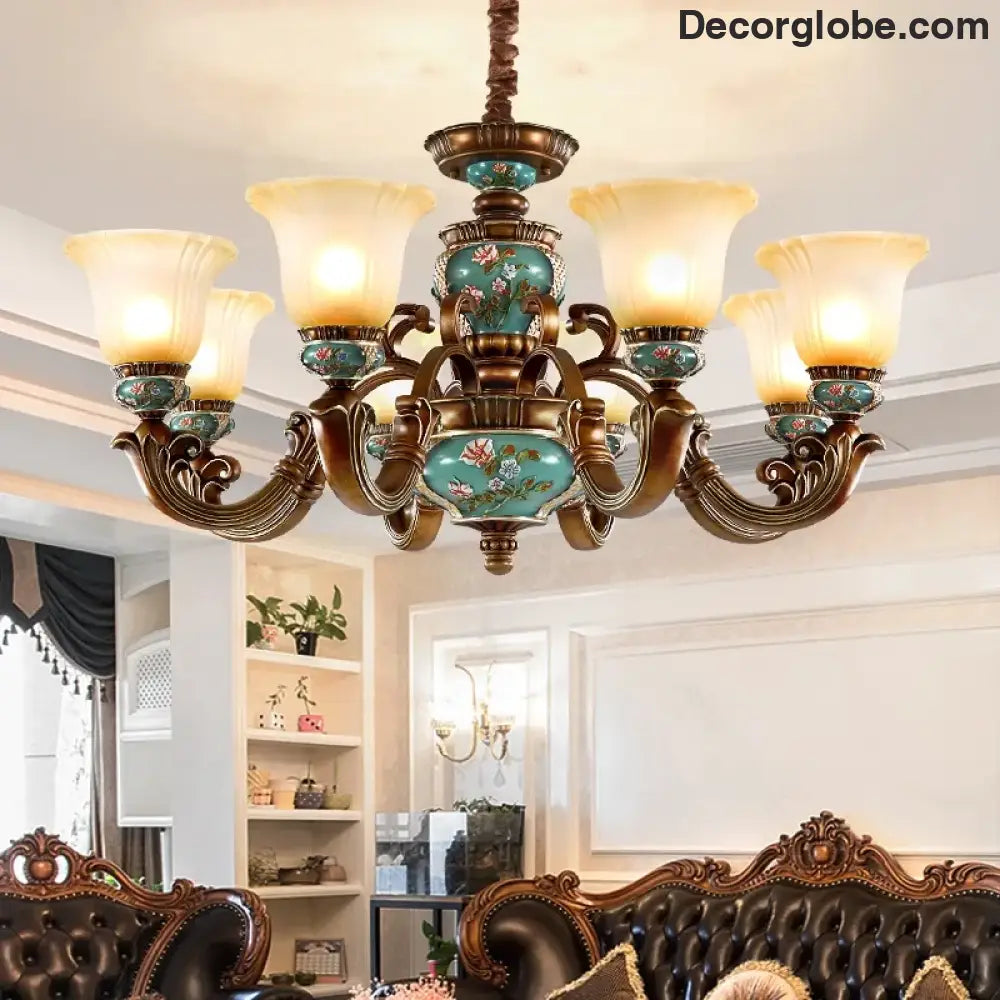 New European Vintage Resin Chandelier - Create a Luxurious Atmosphere in Your Villa, Restaurant, or Bedroom - DecorGlobe