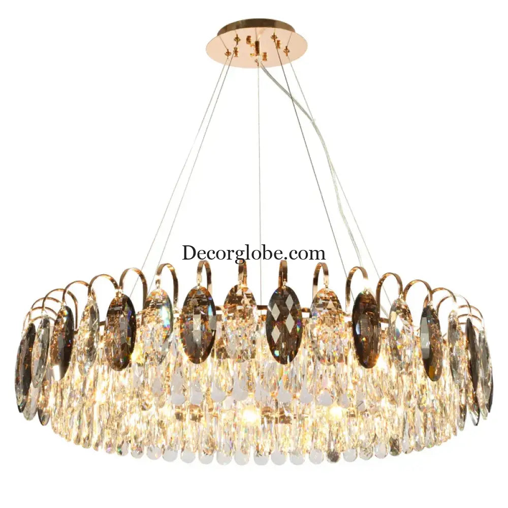 New Modern Crystal Chandelier - Luxurious Home Decor Lighting in Round Gold Design with LED Illumination - DecorGlobe