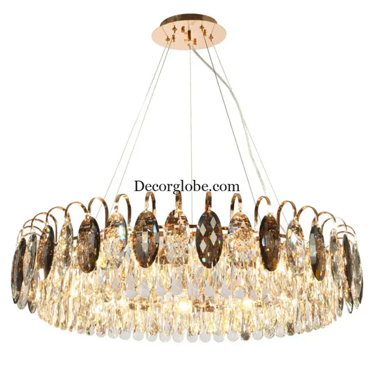 New Modern Crystal Chandelier - Luxurious Home Decor Lighting in Round Gold Design with LED Illumination - DecorGlobe