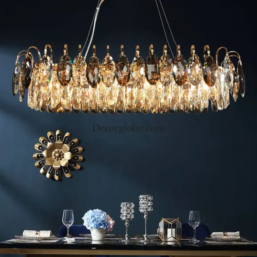 New Modern Crystal Chandelier - Luxurious Home Decor Lighting in Round Gold Design with LED Illumination - DecorGlobe