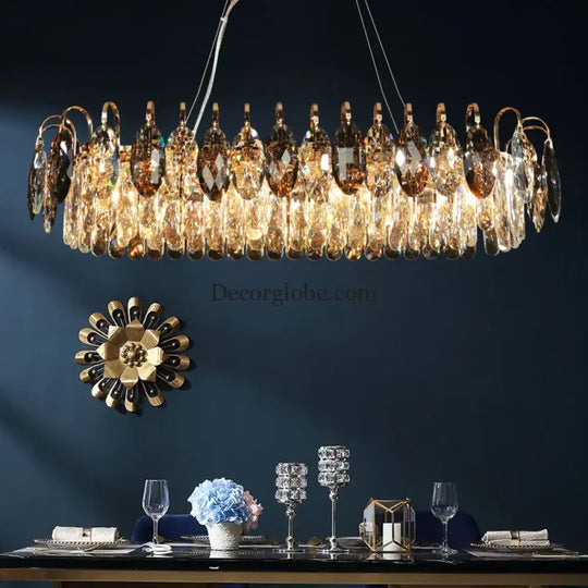 New Modern Crystal Chandelier - Luxurious Home Decor Lighting in Round Gold Design with LED Illumination - DecorGlobe