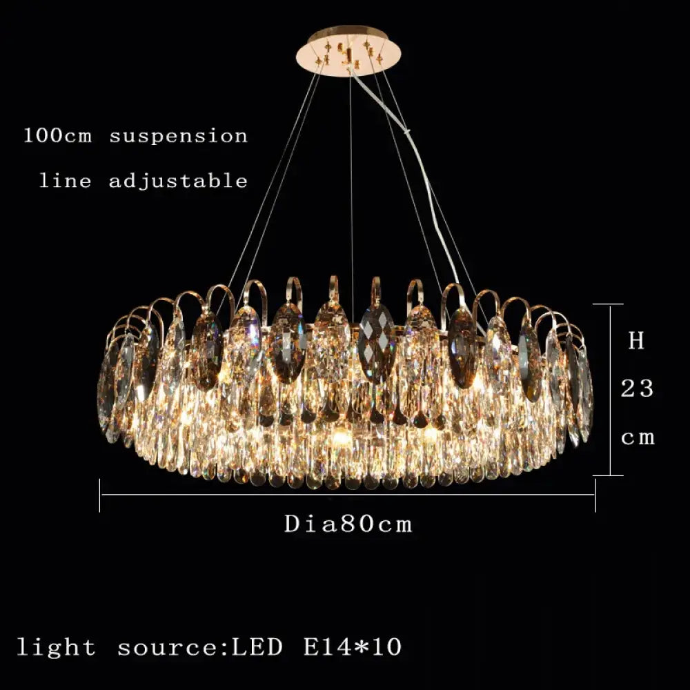 New Modern Crystal Chandelier - Luxurious Home Decor Lighting in Round Gold Design with LED Illumination - DecorGlobe