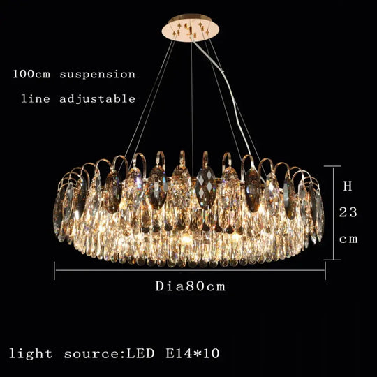 New Modern Crystal Chandelier - Luxurious Home Decor Lighting in Round Gold Design with LED Illumination - DecorGlobe