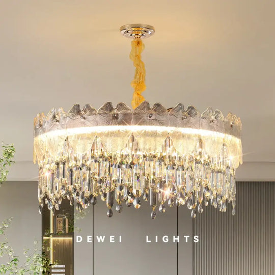 New Modern LED Pendant Lamp - Gold Luxury Round Crystal Ceiling Chandelier for Living Rooms, Bedrooms, Dining Rooms, and Kitchens - DecorGlobe