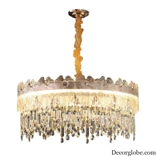 New Modern LED Pendant Lamp - Gold Luxury Round Crystal Ceiling Chandelier for Living Rooms, Bedrooms, Dining Rooms, and Kitchens - DecorGlobe