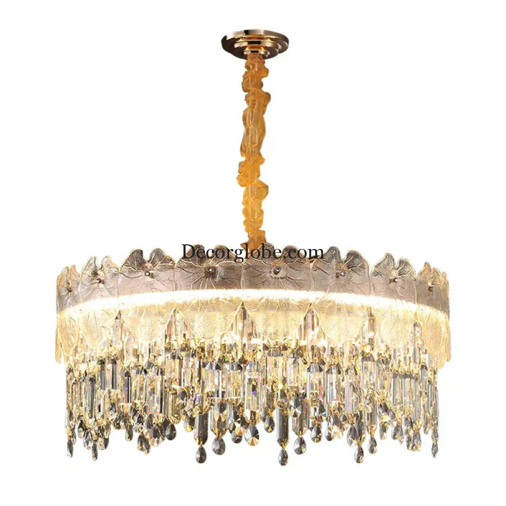 New Modern LED Pendant Lamp - Gold Luxury Round Crystal Ceiling Chandelier for Living Rooms, Bedrooms, Dining Rooms, and Kitchens - DecorGlobe