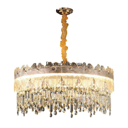 New Modern LED Pendant Lamp - Gold Luxury Round Crystal Ceiling Chandelier for Living Rooms, Bedrooms, Dining Rooms, and Kitchens - DecorGlobe