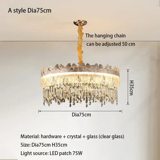 New Modern LED Pendant Lamp - Gold Luxury Round Crystal Ceiling Chandelier for Living Rooms, Bedrooms, Dining Rooms, and Kitchens - DecorGlobe