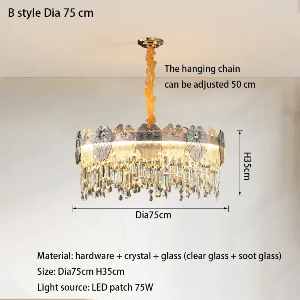 New Modern LED Pendant Lamp - Gold Luxury Round Crystal Ceiling Chandelier for Living Rooms, Bedrooms, Dining Rooms, and Kitchens - DecorGlobe