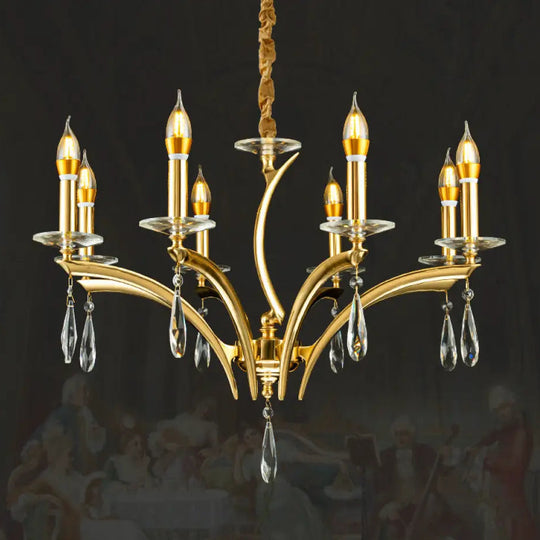 French Crystal Copper Branch Chandelier for Living Room