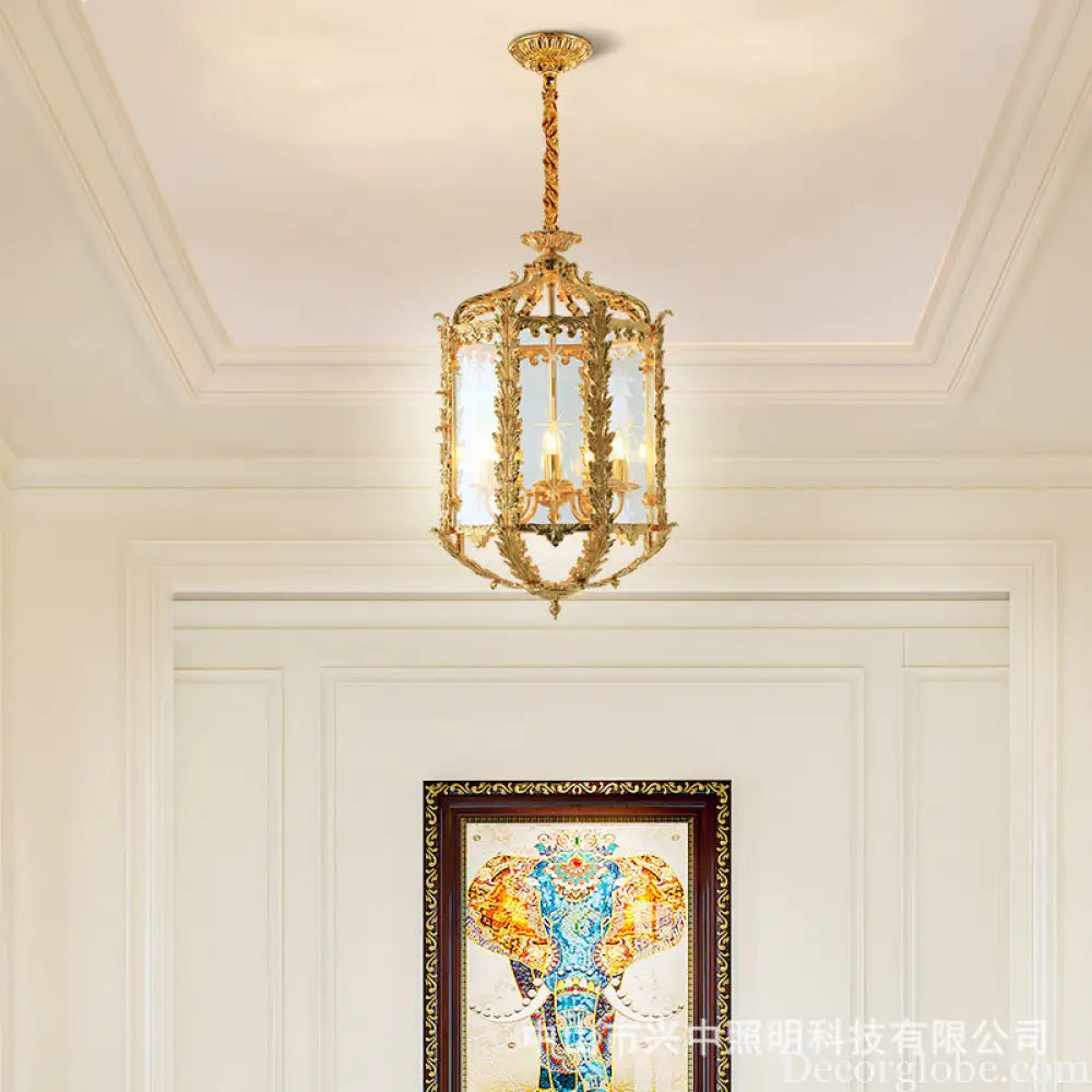 French Vintage Crystal Copper Chandelier for Small Spaces