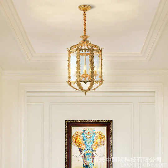 French Vintage Crystal Copper Chandelier for Small Spaces