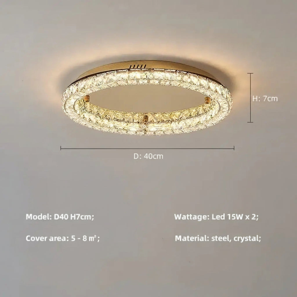 Modern Luxury LED Dimmable Crystal Round Chandelier Stainless Steel Ceiling Light Foyer Indoor Home Decor Lighting