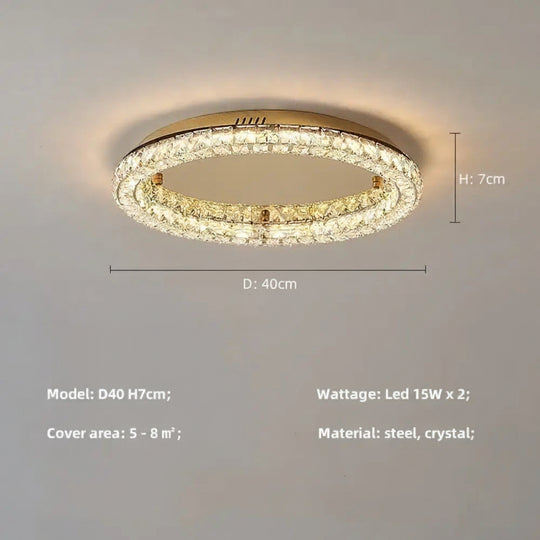 Modern Luxury LED Dimmable Crystal Round Chandelier Stainless Steel Ceiling Light Foyer Indoor Home Decor Lighting