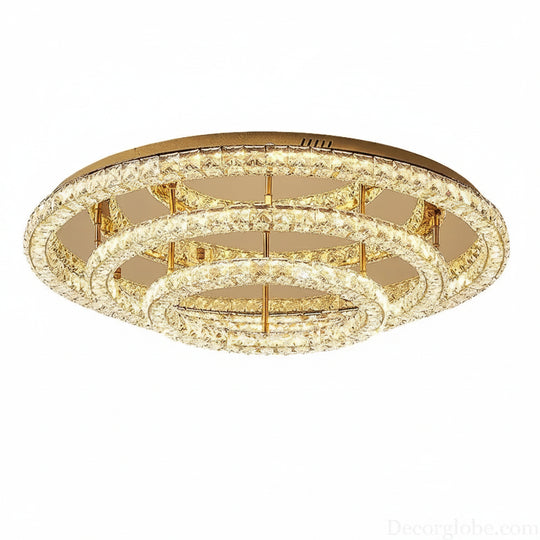 Modern Luxury LED Dimmable Crystal Round Chandelier Stainless Steel Ceiling Light Foyer Indoor Home Decor Lighting