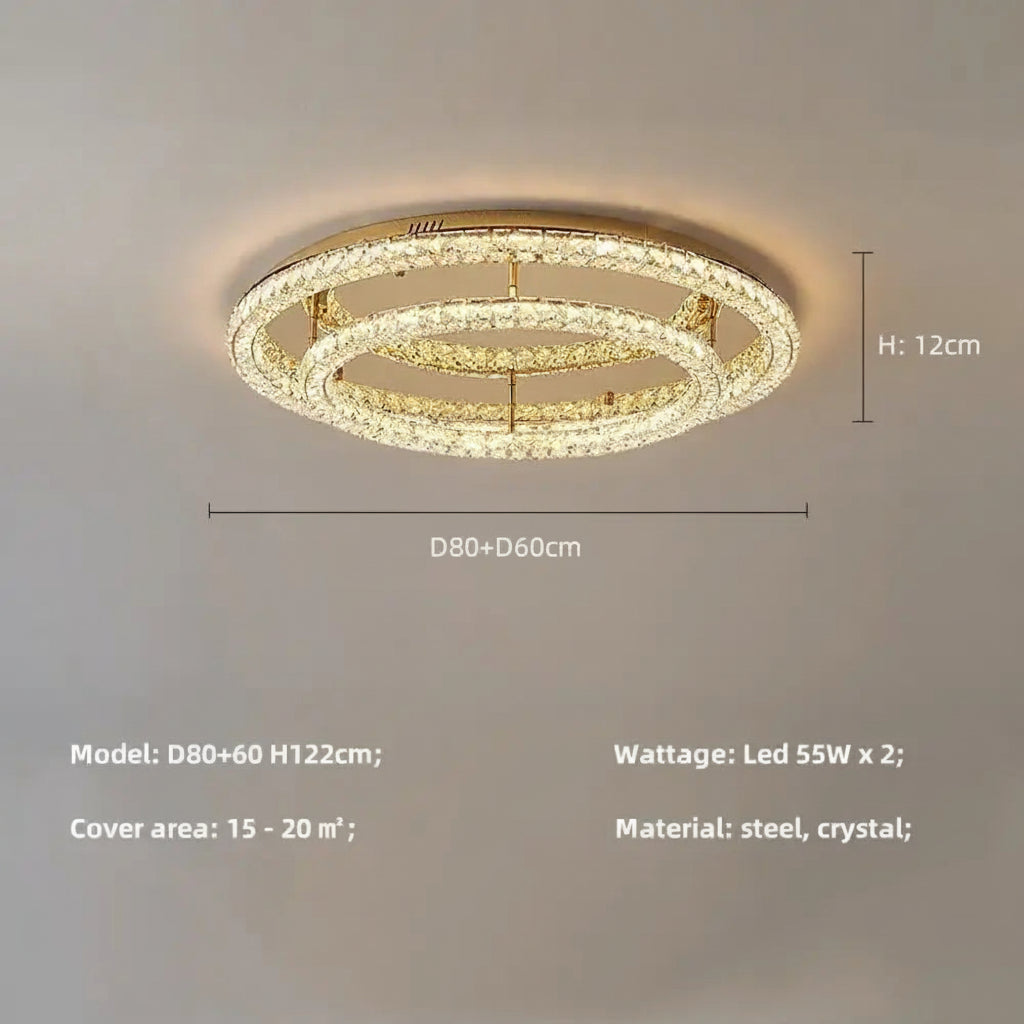 Modern Luxury LED Dimmable Crystal Round Chandelier Stainless Steel Ceiling Light Foyer Indoor Home Decor Lighting