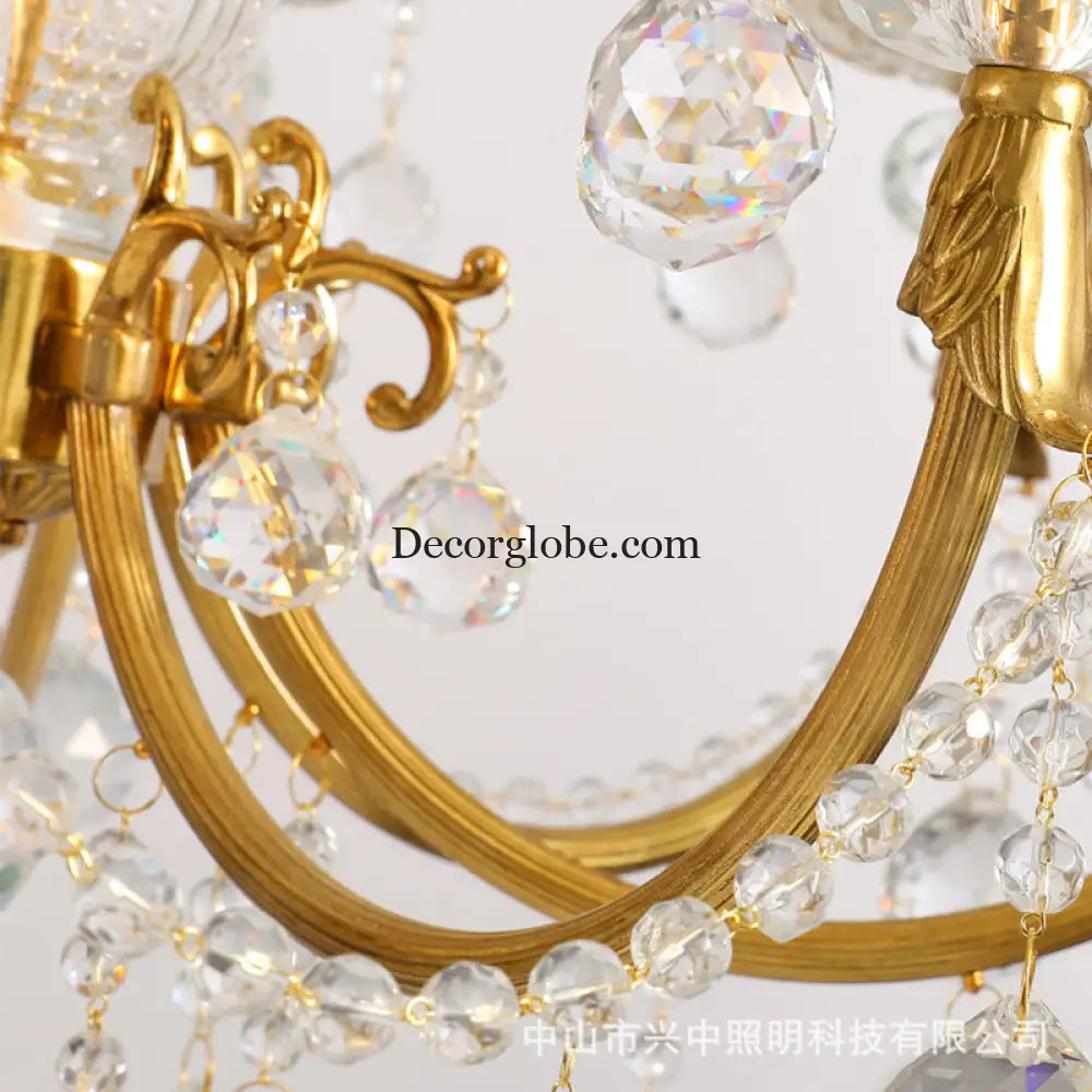 Nora European Luxury Crystal Copper Chandelier for Villa Diameter 126cm width 70cm height 89cm Chandelier