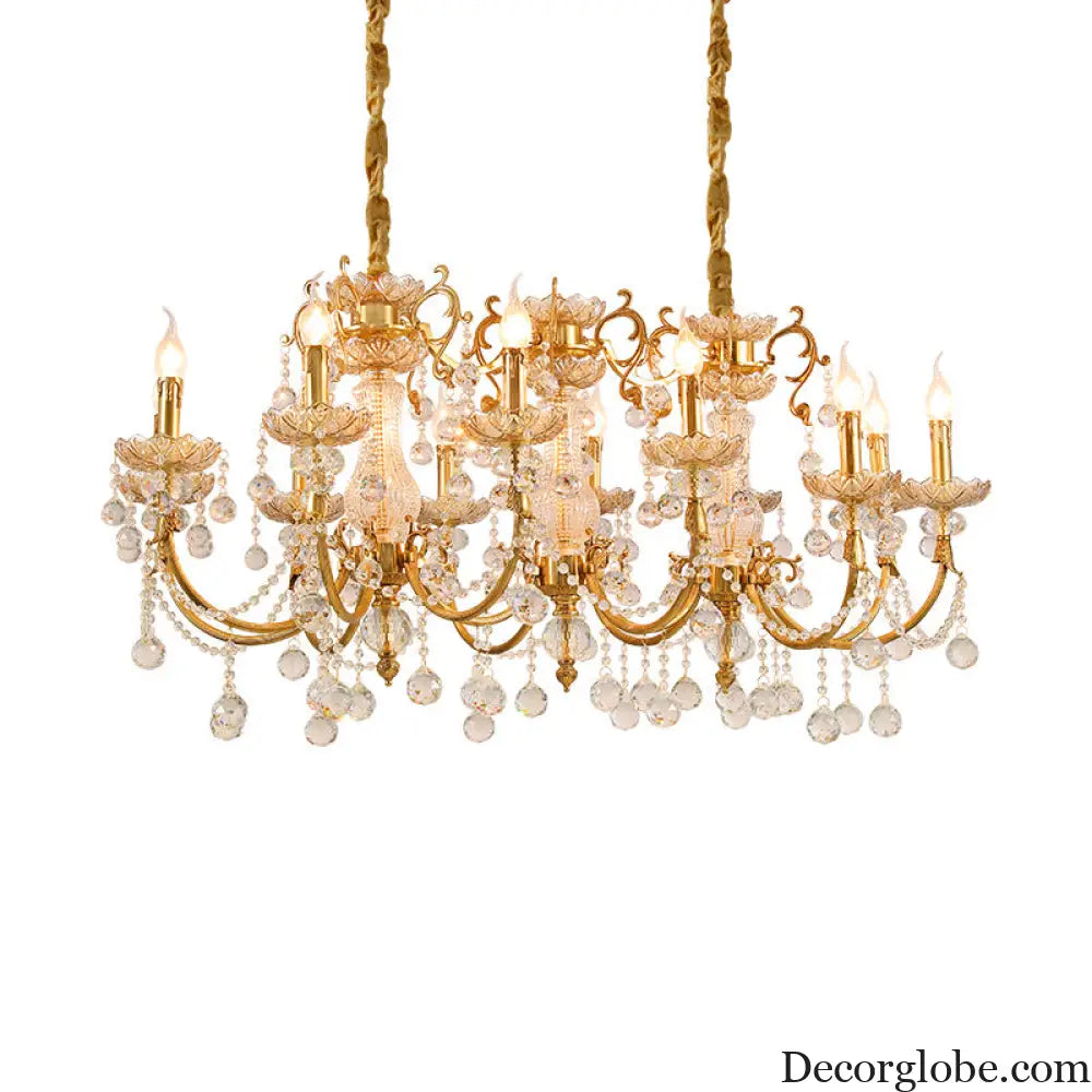 Nora European Luxury Crystal Copper Chandelier for Villa Diameter 126cm width 70cm height 89cm Chandelier