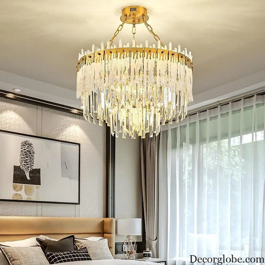 Nordic Style Round Gold Crystal LED Chandelier – 16’’ Adjustable Cord Lighting > Ceiling lights > Chandeliers