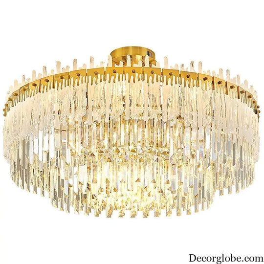 Nordic Style Round Gold Crystal LED Chandelier – 16’’ Adjustable Cord Lighting > Ceiling lights > Chandeliers