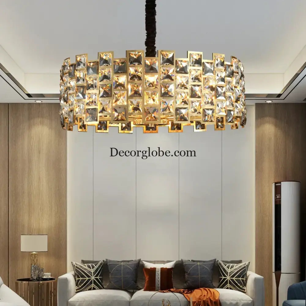 Nordic Golden Modern LED Ceiling chandelier Dining Room Decoration Lamp Square, Round Crystal Lamp - DecorGlobe