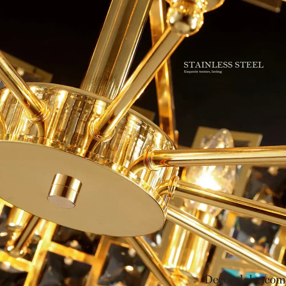 Nordic Golden Modern LED Ceiling chandelier Dining Room Decoration Lamp Square, Round Crystal Lamp - DecorGlobe