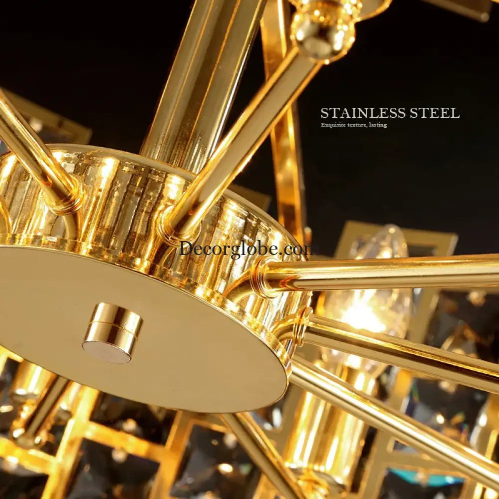 Nordic Golden Modern LED Ceiling chandelier Dining Room Decoration Lamp Square, Round Crystal Lamp - DecorGlobe