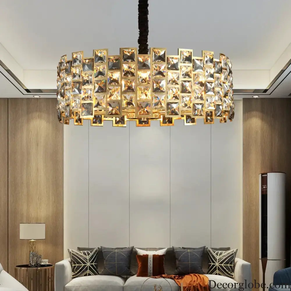 Nordic Golden Modern LED Ceiling chandelier Dining Room Decoration Lamp Square, Round Crystal Lamp - DecorGlobe
