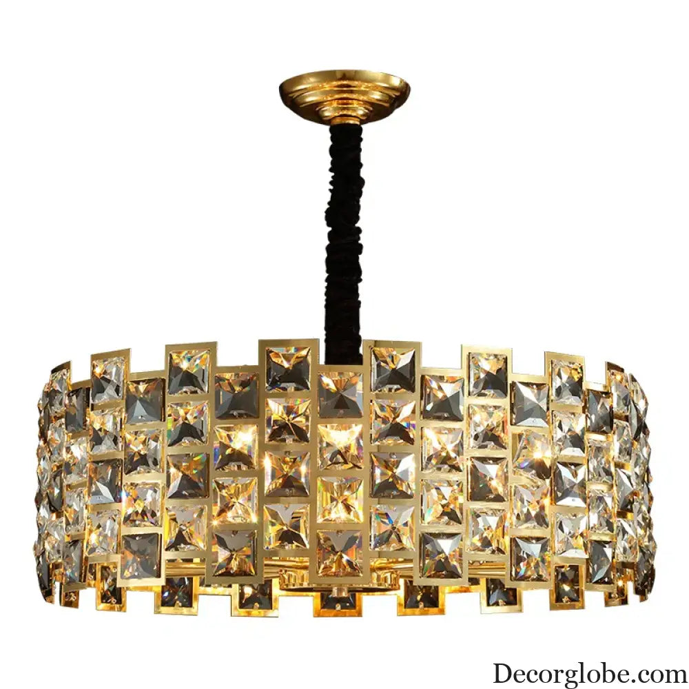 Nordic Golden Modern LED Ceiling chandelier Dining Room Decoration Lamp Square, Round Crystal Lamp - DecorGlobe