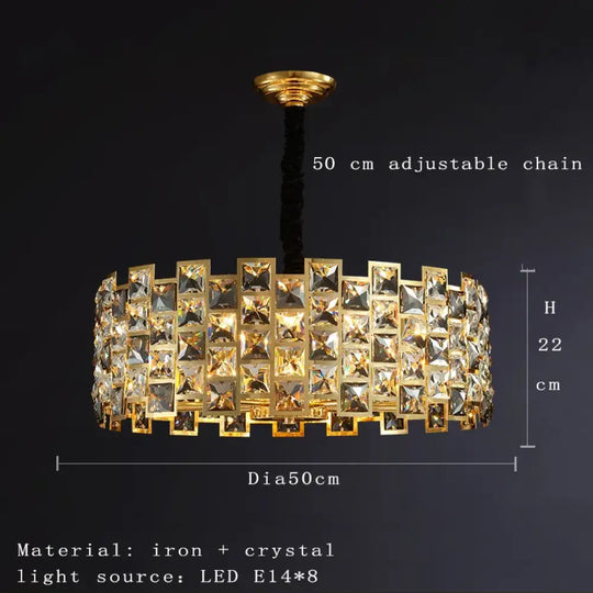 Nordic Golden Modern LED Ceiling chandelier Dining Room Decoration Lamp Square, Round Crystal Lamp - DecorGlobe