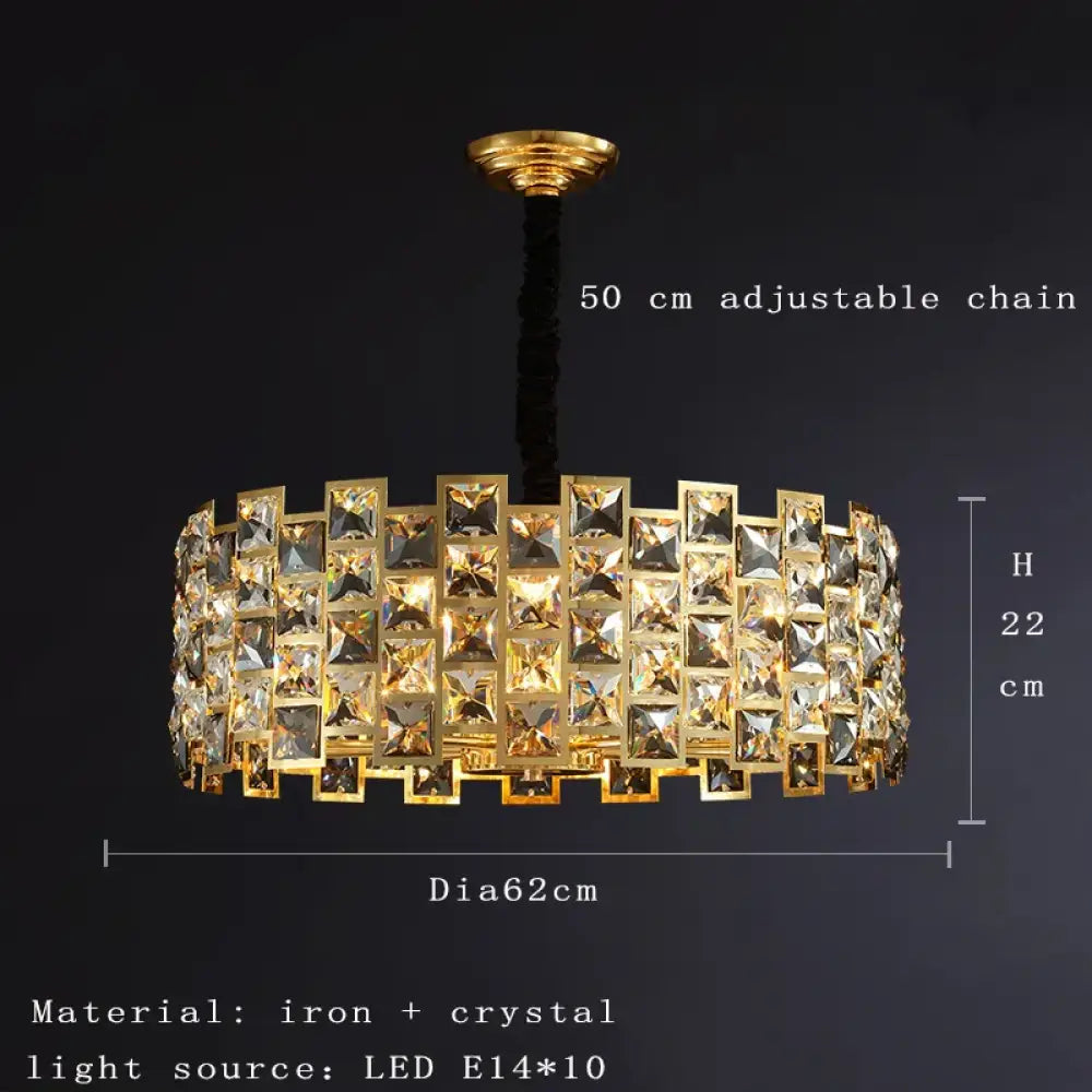 Nordic Golden Modern LED Ceiling chandelier Dining Room Decoration Lamp Square, Round Crystal Lamp - DecorGlobe