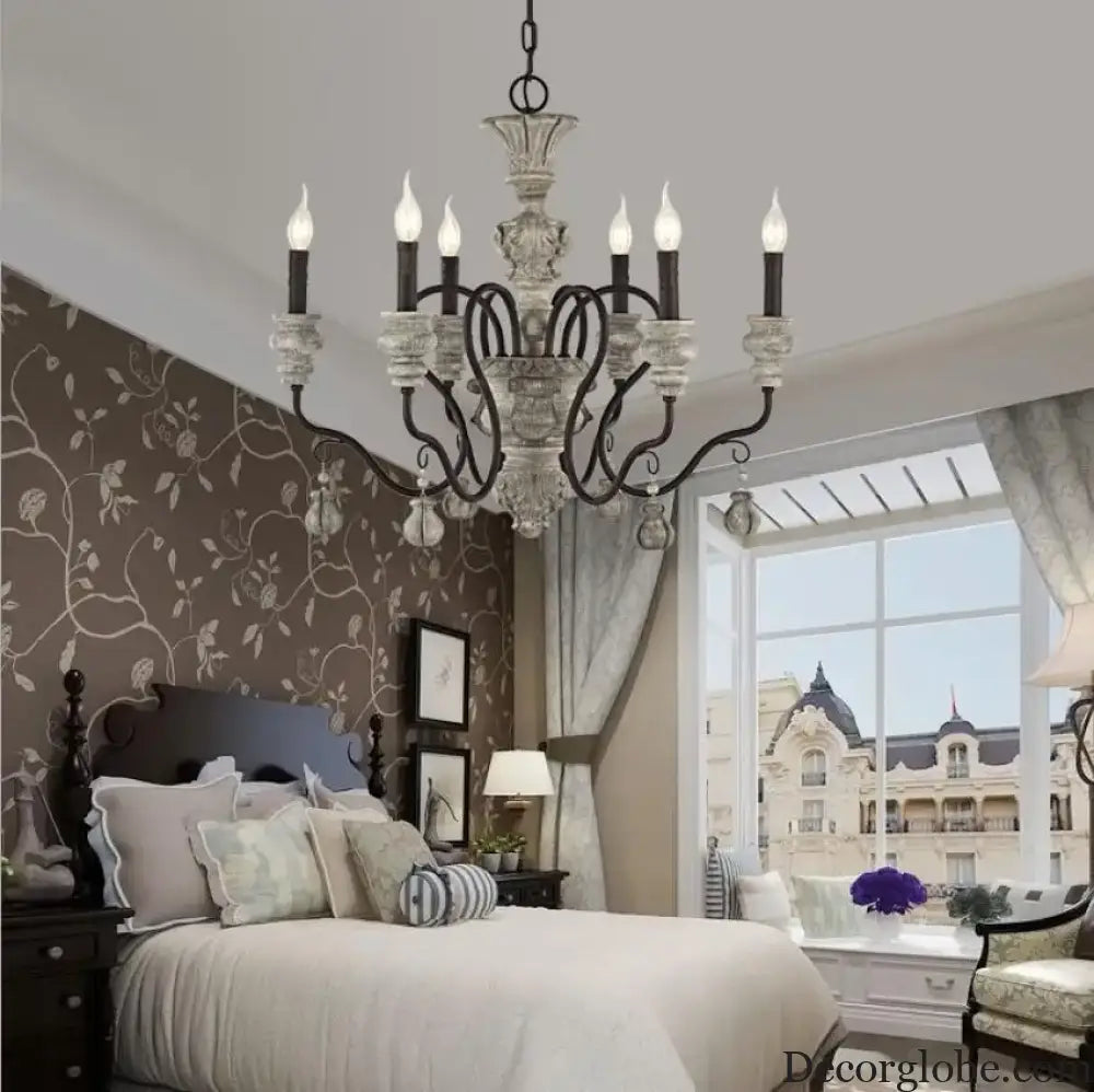 Nordic Retro Wood Look Chandelier Light for Living Room and Restaurant Chandelier