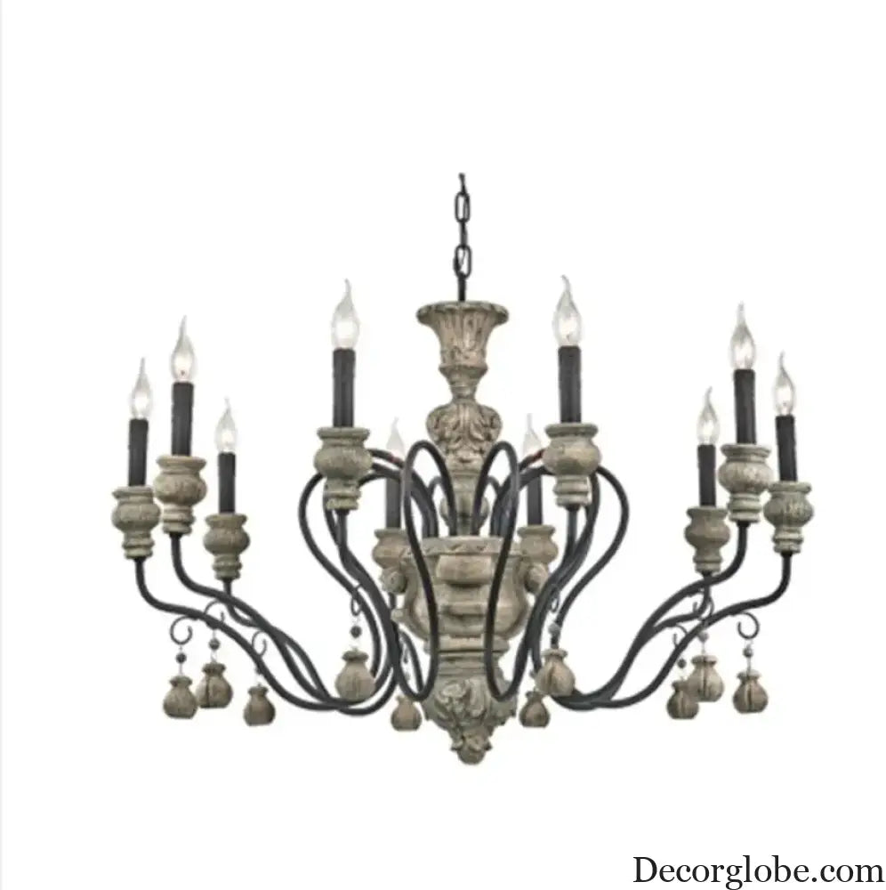 Nordic Retro Wood Look Chandelier Light for Living Room and Restaurant Chandelier