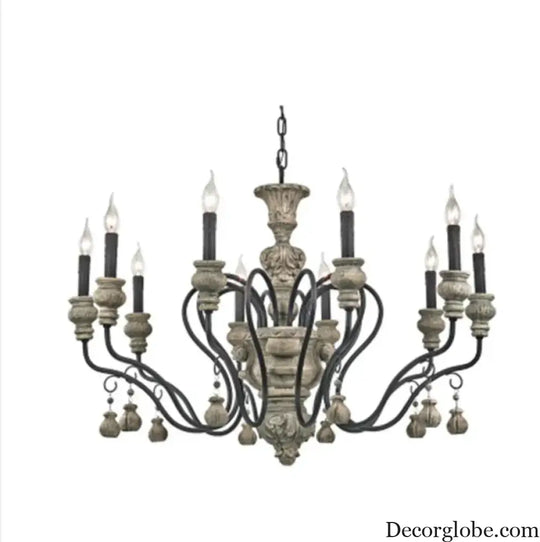 Nordic Retro Wood Look Chandelier Light for Living Room and Restaurant Chandelier