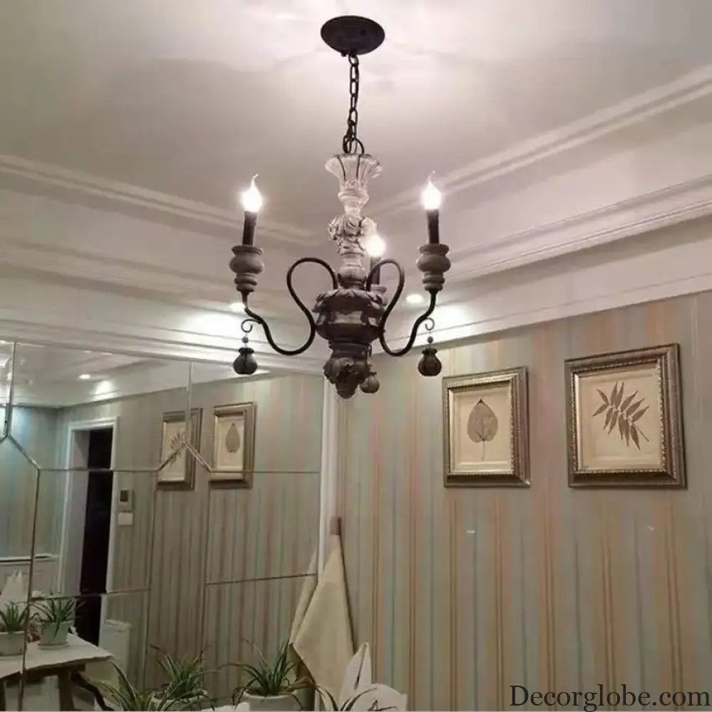 Nordic Retro Wood Look Chandelier Light for Living Room and Restaurant Chandelier