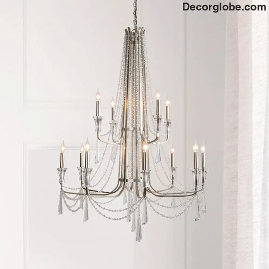 Nordic Style Crystal Chandelier Lighting - Elegance for Your Living Room Ceiling with French Inspired Large Chandeliers, Modern Staircase Lustre Cristal LED Lamp - DecorGlobe