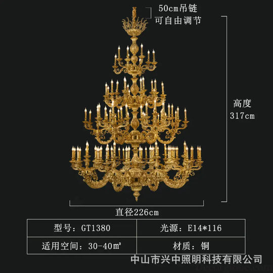 Nova French Copper Crystal Grand Duplex Chandelier Chandelier (diameter 226cm, height 317cm) Chandelier