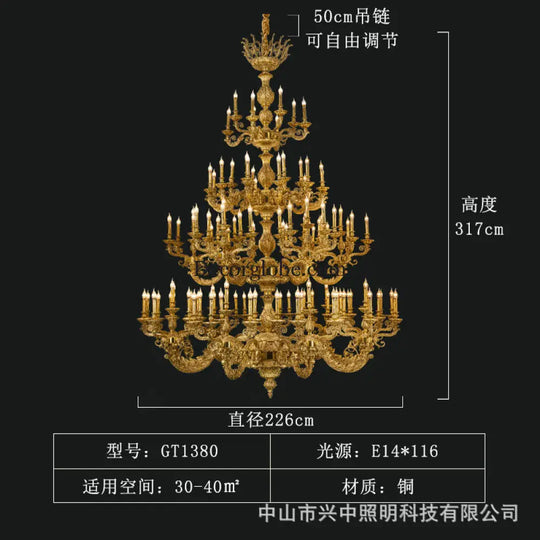 Nova French Copper Crystal Grand Duplex Chandelier Chandelier (diameter 226cm, height 317cm) Chandelier