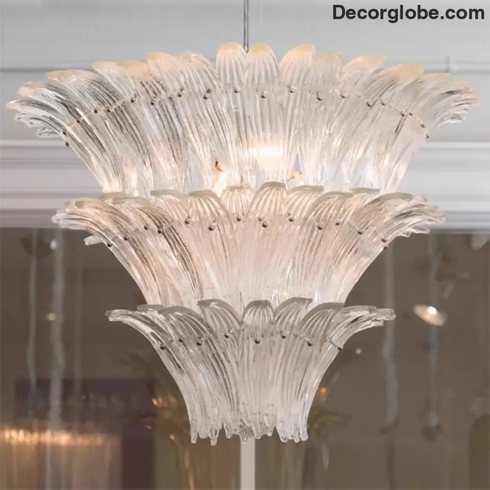Odette French Vintage Murano Glass LED Chandelier for Living Room & Staircase Chandelier