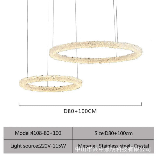 Paisley French Staggered Natural Crystal Chandelier D80 + D100 Staggered Chandelier